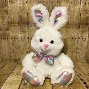 Large White Bunny Rabbit Plush 20” Iridescent Accents‎